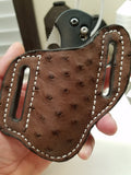 Ostrich Skin Large Sheath-Chocolate
