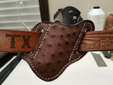 Ostrich Skin Large Sheath-Chocolate