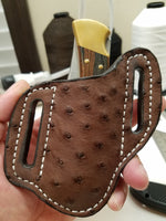 Ostrich Skin Large Sheath-Chocolate