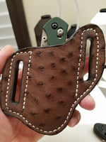 Ostrich Skin Large Sheath-Chocolate